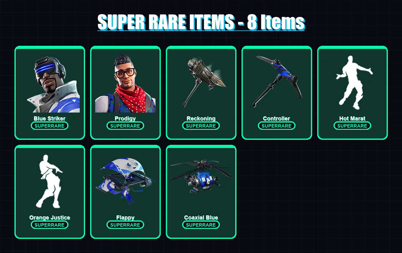 [PS4/PS5/XBOX/PC] | Blue Striker | Prodigy | Catalyst | The Prisoner | Omega | 64 skin | 45 pickaxe | 63 emote | 54 glider | Lv703