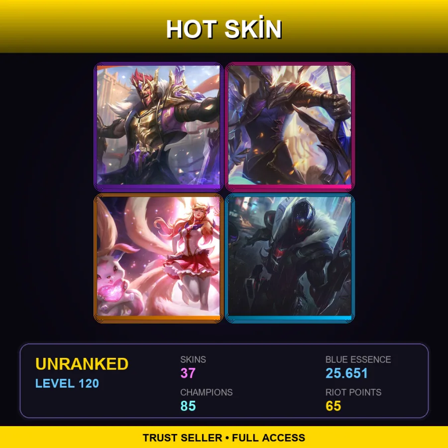 LAN | Lv120 | Unranked | 37 Skin | 85 Champ — Immortal Journey Shyvana