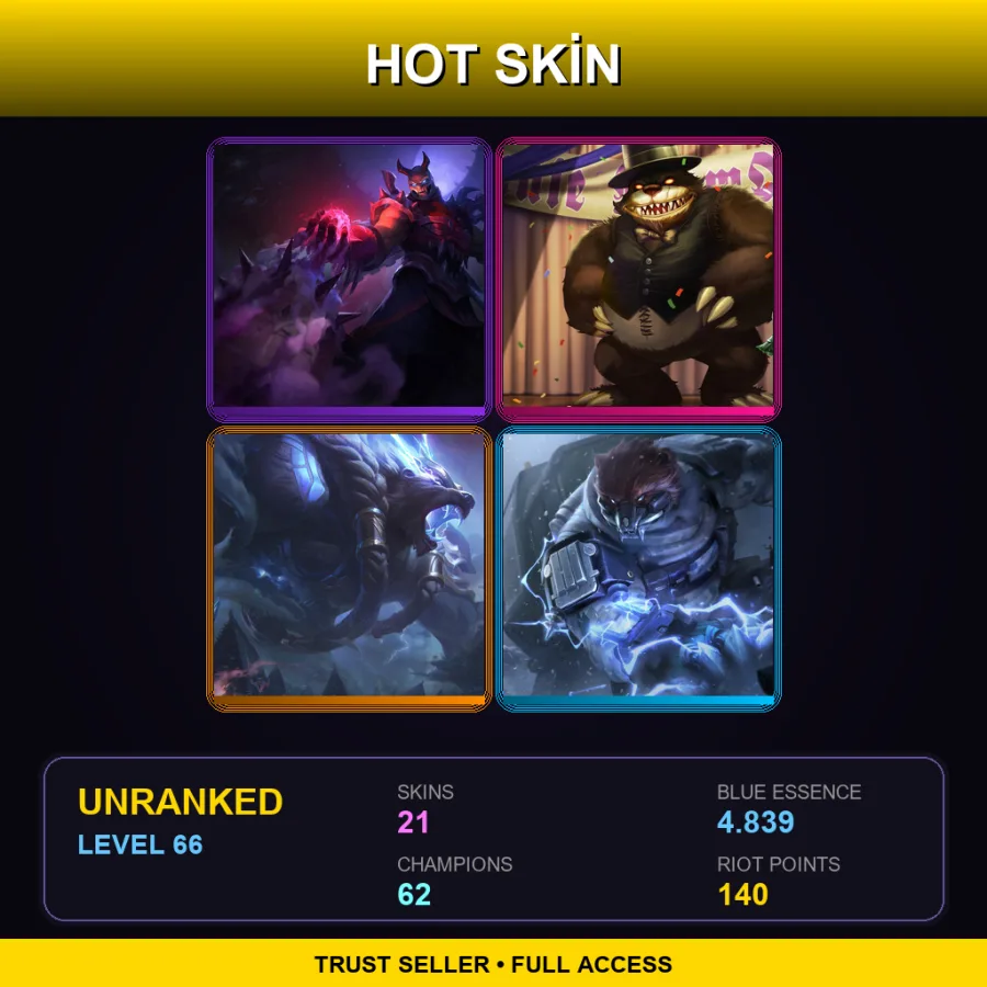 LAS | Lv66 | Unranked | 21 Skin | 62 Champ