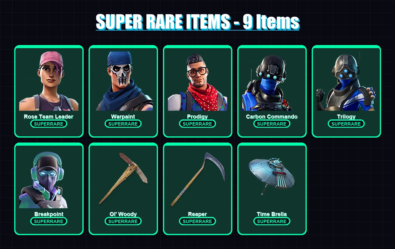 [PC/XBOX] | Rose Team Leader | Warpaint | Prodigy | Carbon Commando | Trilogy | 200 skin | 197 pickaxe | 192 emote | 169 glider | Lv2746