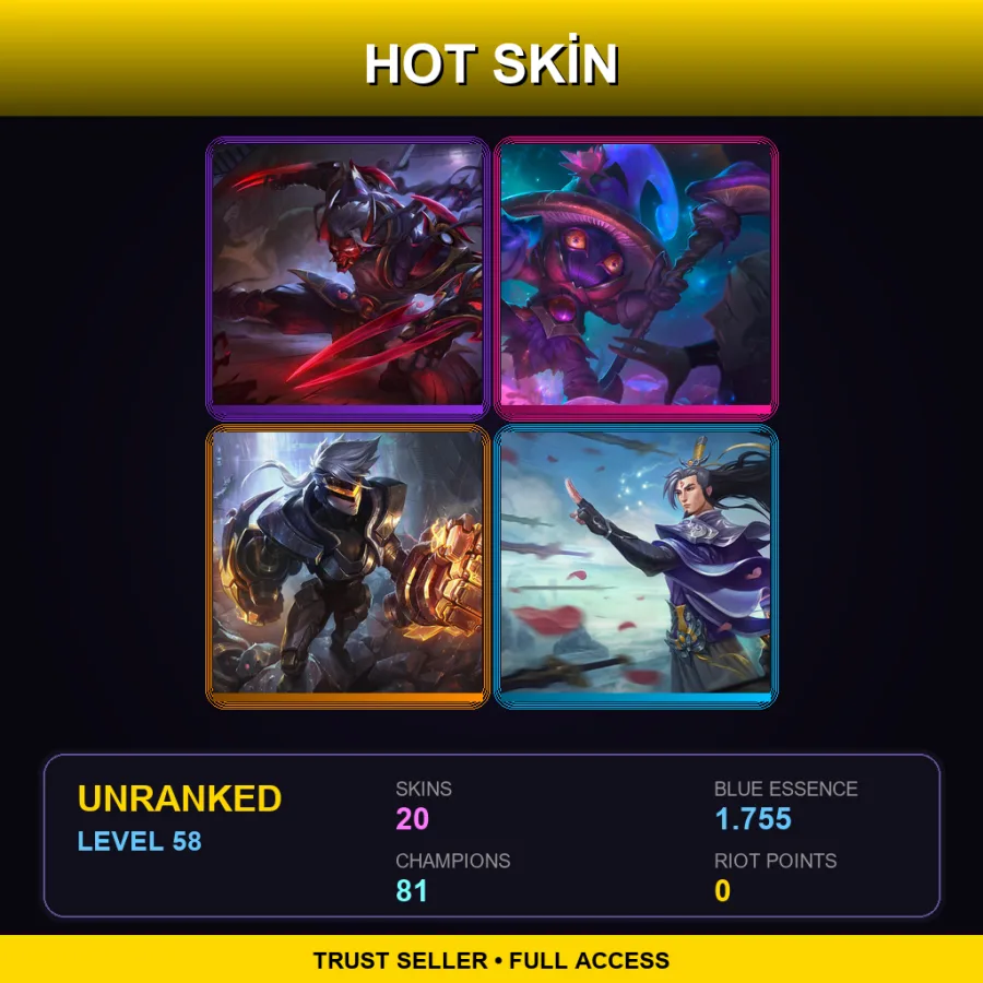 EUNE | Lv58 | Unranked | 20 Skin | 81 Champ