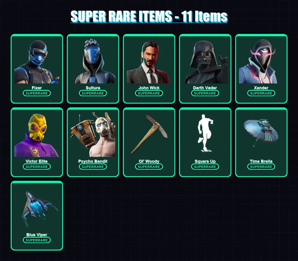 [PC/XBOX] | Fixer | Sultura | John Wick | Darth Vader | Xander | 425 skin | 418 pickaxe | 351 emote | 234 glider | Lv2729