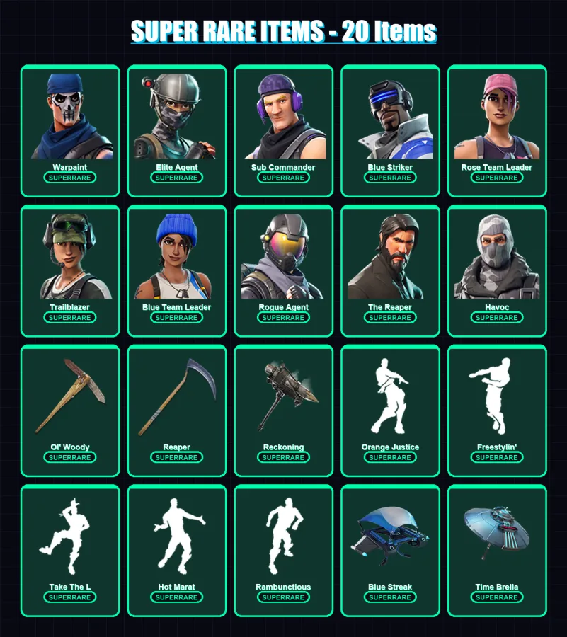 [PS4/PS5/XBOX/PC] | Warpaint | Elite Agent | Sub Commander | Blue Striker | Rose Team Leader | 98 skin | 108 pickaxe | 99 emote | 95 glider | Lv1677
