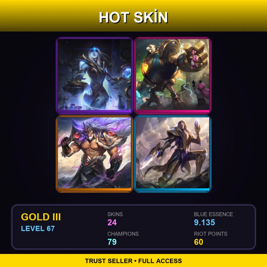 EUW | Lv67 | Gold III | 24 Skin | 79 Champ