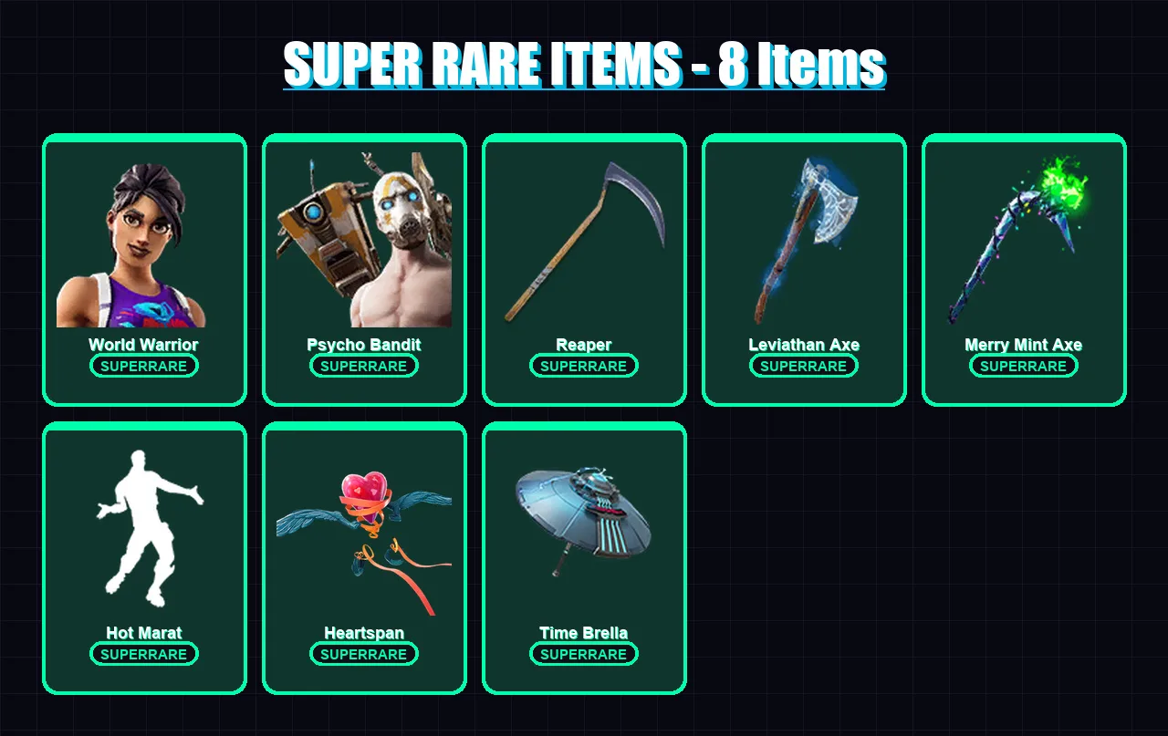 [PC/XBOX/PSN] | World Warrior | Psycho Bandit | Fusion | Ultima Knight | Frozen Love Ranger | 138 skin | 180 pickaxe | 119 emote | 145 glider | Lv28