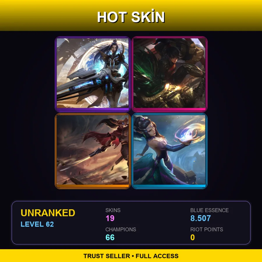 EUNE | Lv62 | Unranked | 19 Skin | 66 Champ — LoL account