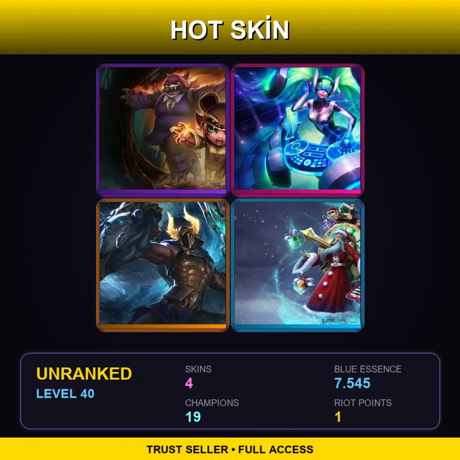 EUW | Reverse Annie | DJ Sona | Perseus Pantheon | Old Saint Zilean | 4 Skin | 19 Champ | Lv40