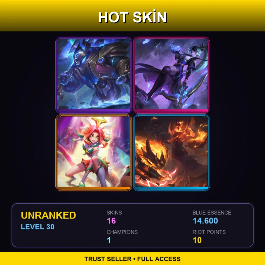 EUW | Lv30 | Unranked | 16 Skin | 1 Champ — LoL account