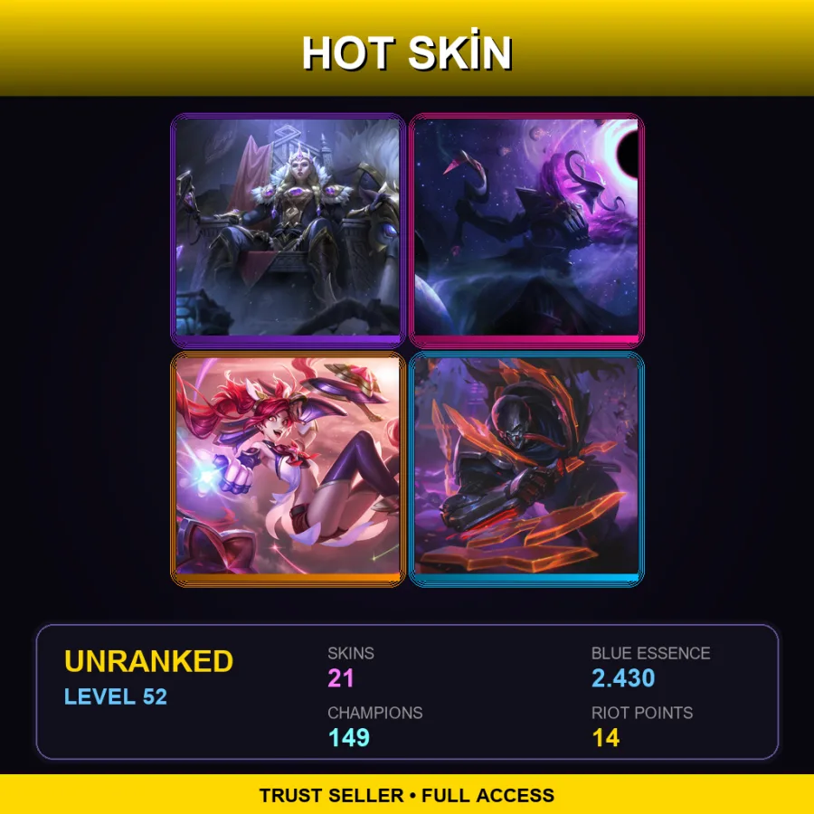 VN | Lv52 | Unranked | 21 Skin | 149 Champ