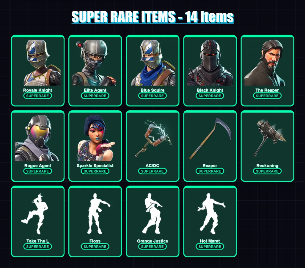 [PC/XBOX/PSN] | Royale Knight | Elite Agent | Blue Squire | Black Knight | The Reaper | 78 skin | 48 pickaxe | 71 emote | 55 glider | Lv864