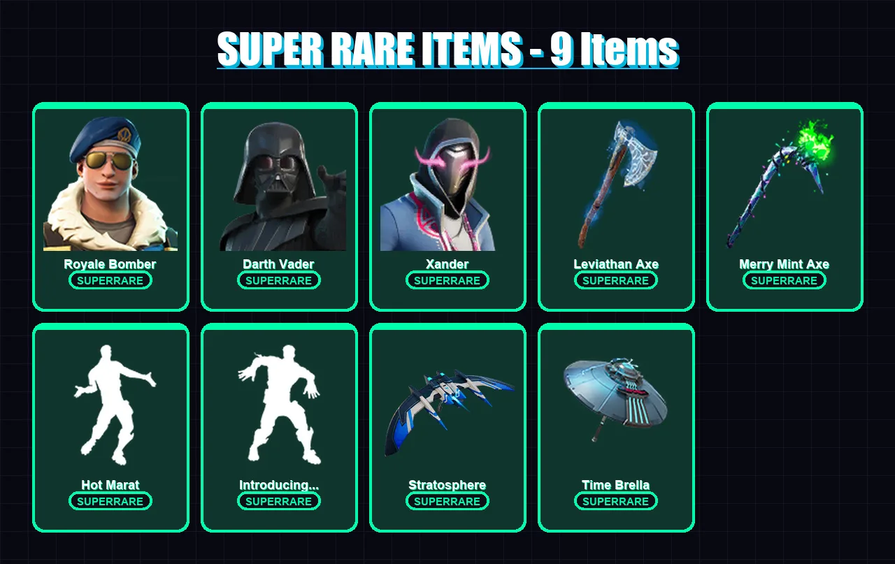 [PC/XBOX] | Royale Bomber | Darth Vader | Xander | Valeria | Menace | 204 skin | 245 pickaxe | 173 emote | 212 glider | Lv3584