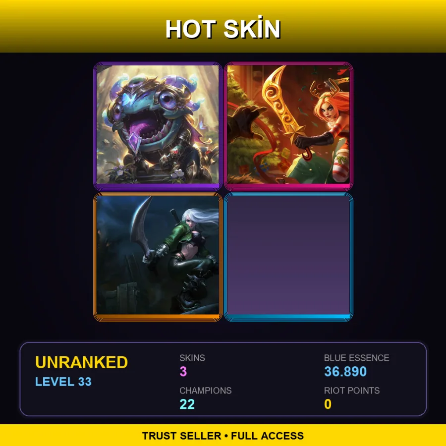 EUW | Lv33 | Unranked | 3 Skin | 22 Champ