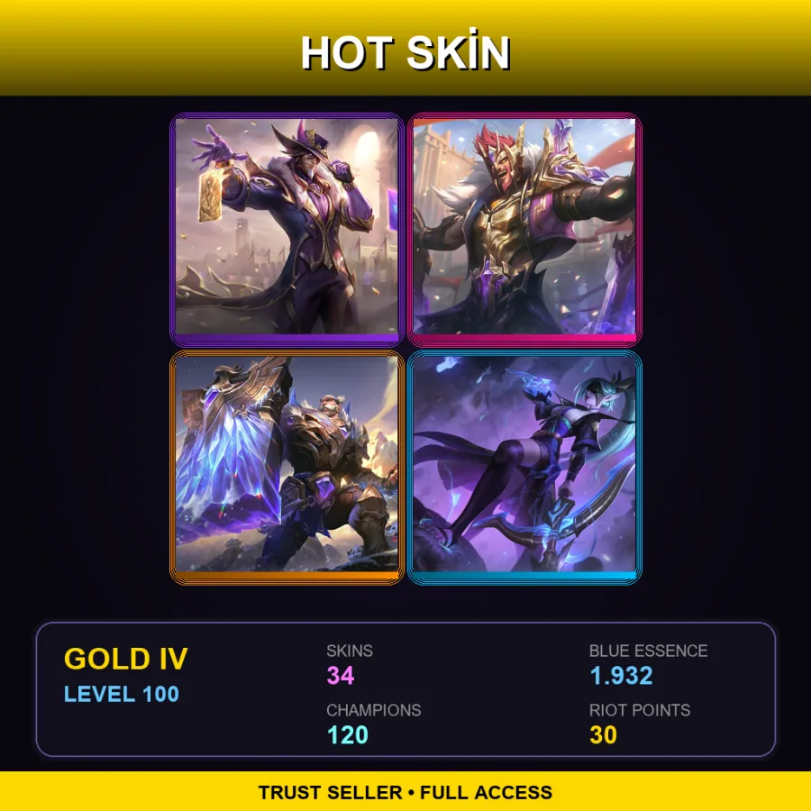 EUNE | Victorious Twisted Fate | Victorious Draven | Victorious Braum | Spirit Blossom Vayne | 34 Skin | 120 Champ | Gold IV | Lv100