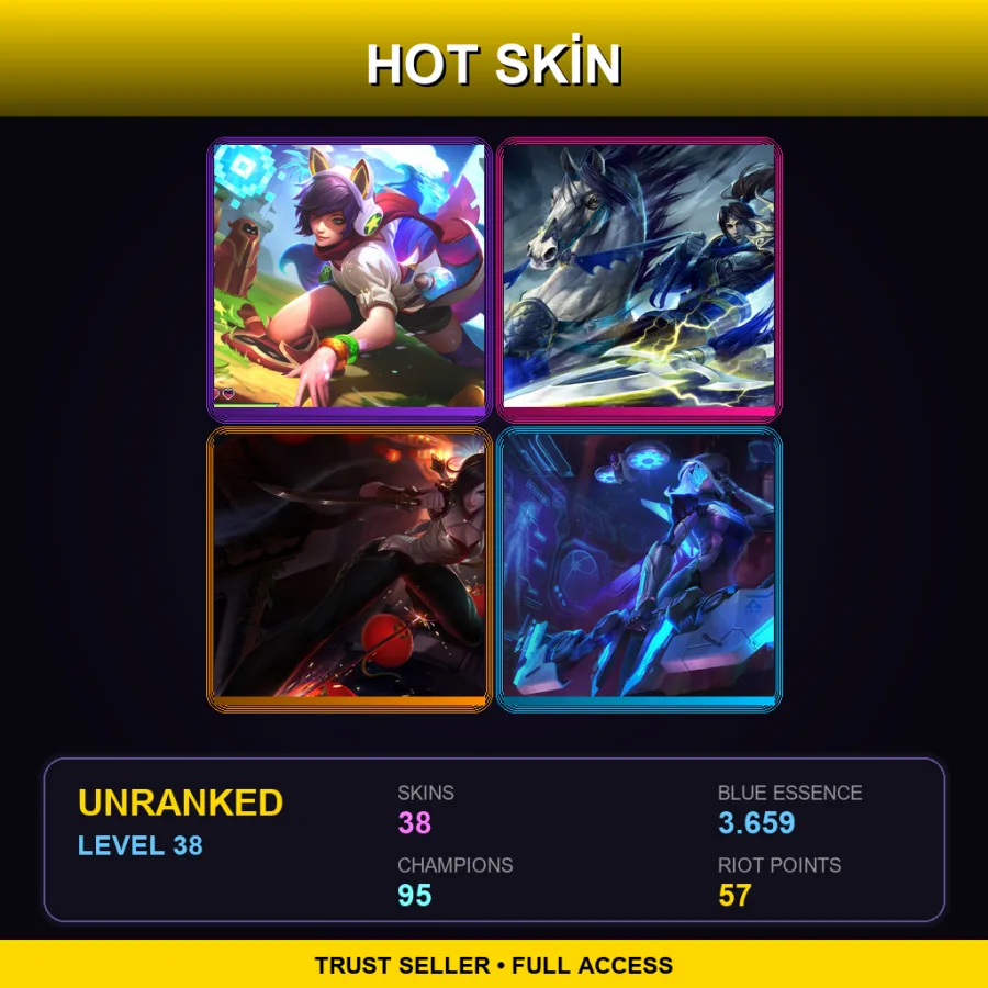 SG | Lv38 | Unranked | 38 Skin | 95 Champ — LoL account