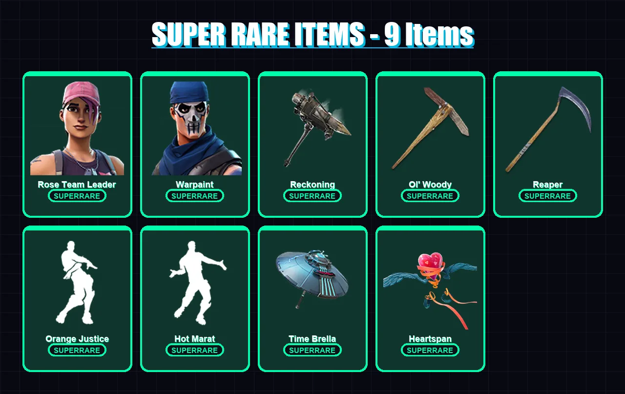 [PC/XBOX] | Rose Team Leader | Warpaint | Ragnarok | Omega | Calamity | 49 skin | 41 pickaxe | 50 emote | 49 glider | Lv579