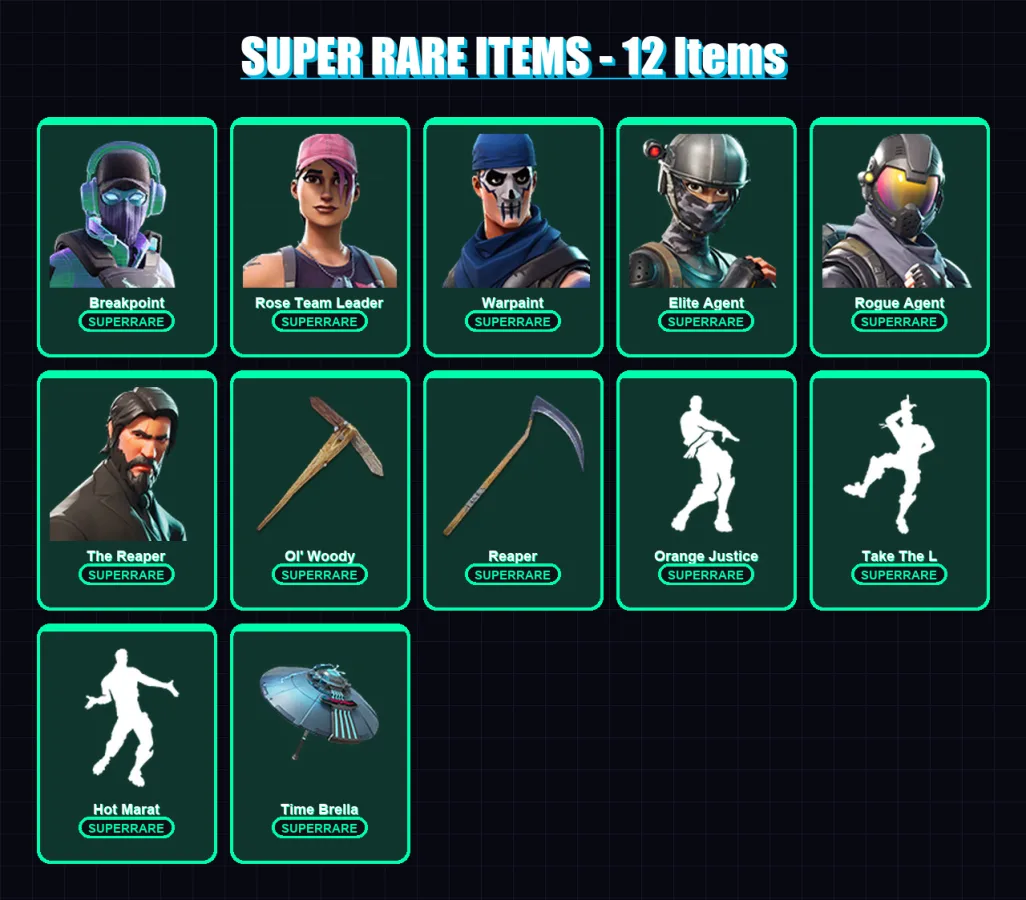 [PC/PSN] | Breakpoint | Rose Team Leader | Warpaint | Elite Agent | Rogue Agent | 109 skin | 122 pickaxe | 105 emote | 101 glider | Lv1361 — Fortnite account