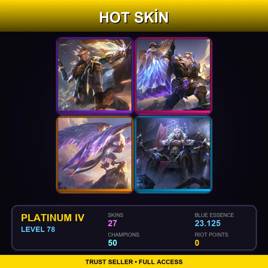 BR | Lv78 | Platinum IV | 27 Skin | 50 Champ