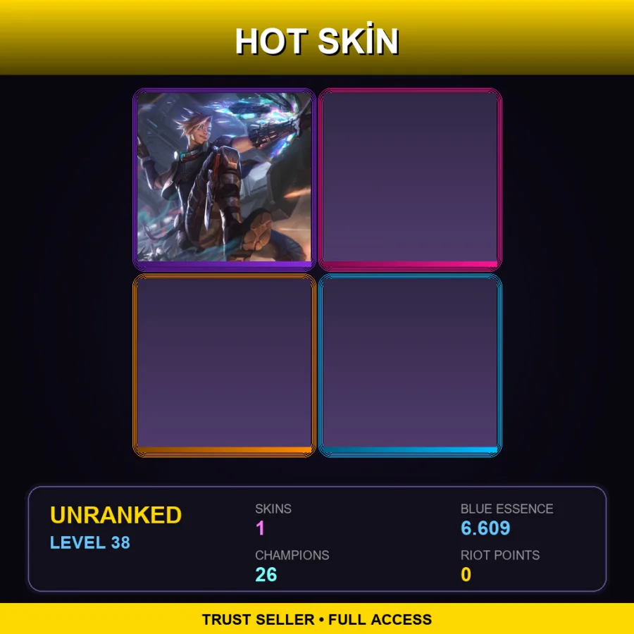 EUW | Lv38 | Unranked | 1 Skin | 26 Champ — LoL account