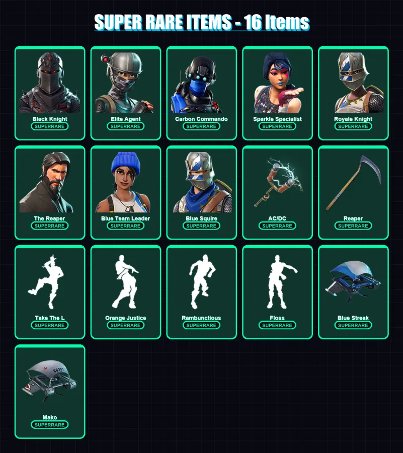 [PC/XBOX] | Black Knight | Elite Agent | Carbon Commando | Sparkle Specialist | OG Skull Trooper | 31 skin | 18 pickaxe | 37 emote | 31 glider | Lv4