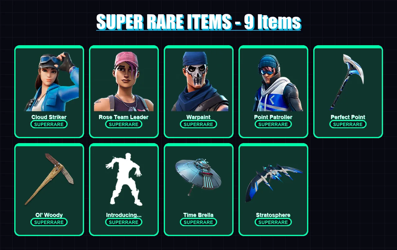 [PC/XBOX] | Cloud Striker | Rose Team Leader | Warpaint | Point Patroller | Kymera | 159 skin | 168 pickaxe | 149 emote | 139 glider | Lv2679