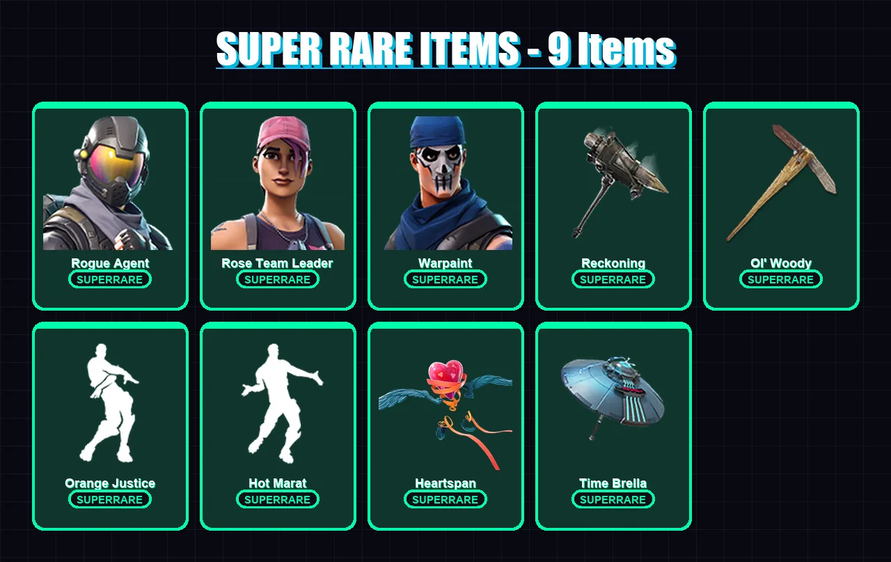 [PC/XBOX/PSN] | Rogue Agent | Rose Team Leader | Warpaint | Calamity | Mandalorian | 69 skin | 66 pickaxe | 65 emote | 81 glider | Lv1093