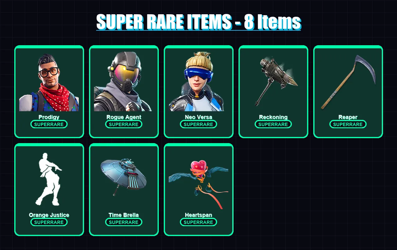[PS4/PS5/XBOX/PC] | Prodigy | Rogue Agent | Neo Versa | Gear Specialist Maya | Zenith | 127 skin | 104 pickaxe | 102 emote | 105 glider | Lv1890