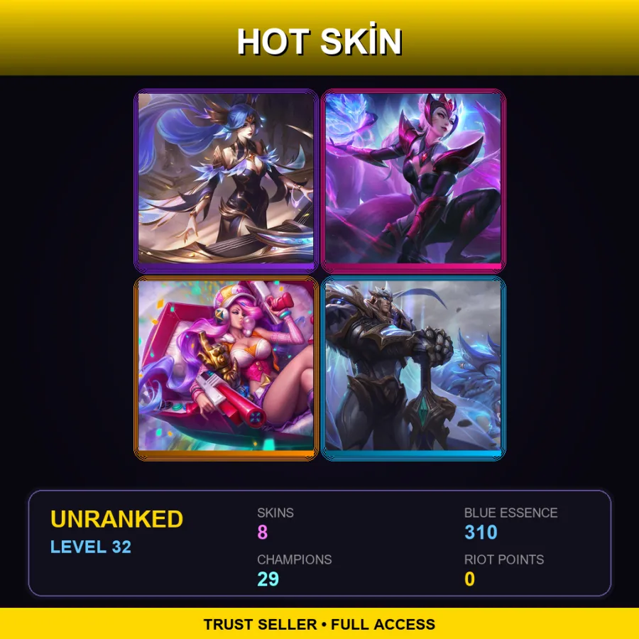 LAS | Lv32 | Unranked | 8 Skin | 29 Champ — LoL account