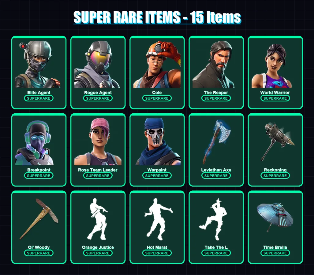 [PC/XBOX/PSN] | Elite Agent | Rogue Agent | Cole | The Reaper | World Warrior | 162 skin | 109 pickaxe | 114 emote | 90 glider | Lv1609