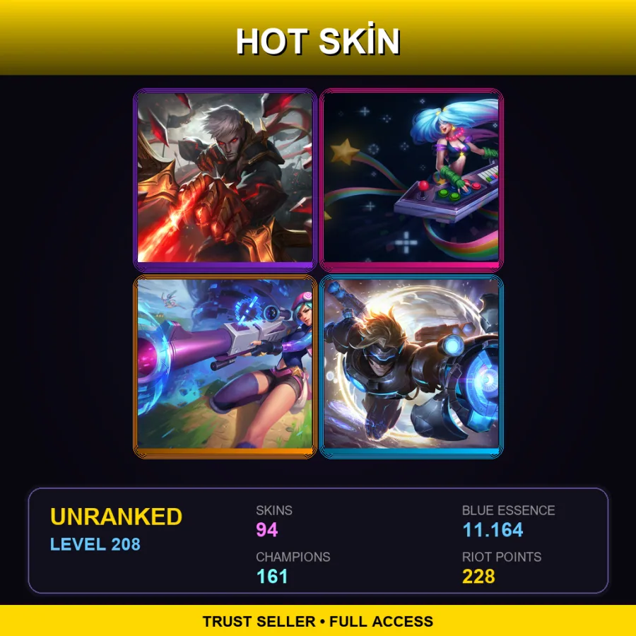 NA | Lv208 | Unranked | 94 Skin | 161 Champ