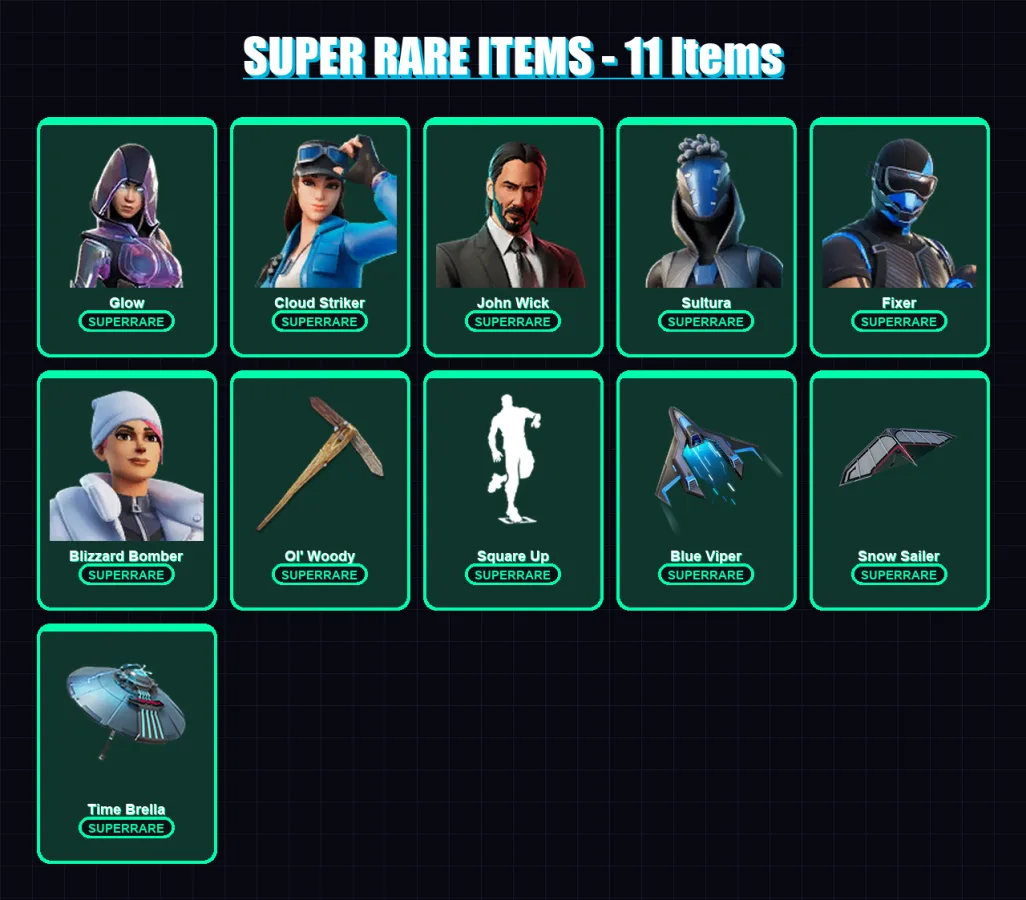 [PS4/PS5/XBOX/PC] | Glow | Cloud Striker | John Wick | Sultura | Fixer | 166 skin | 244 pickaxe | 177 emote | 193 glider | Lv3017