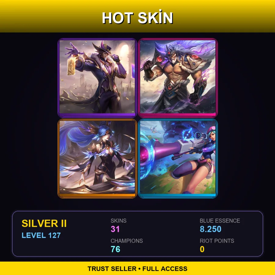 LAS | Lv127 | Silver II | 31 Skin | 76 Champ — LoL account