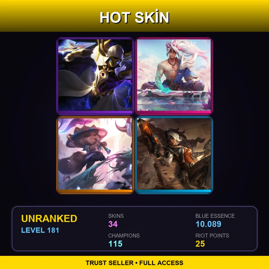 LAN | Lv181 | Unranked | 34 Skin | 115 Champ with Shyvana