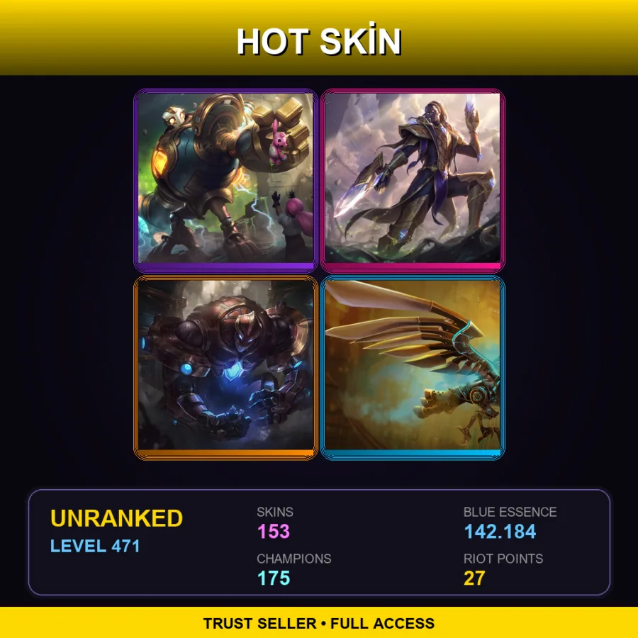 EUW | Lv471 | Unranked | 153 Skin | 175 Champ