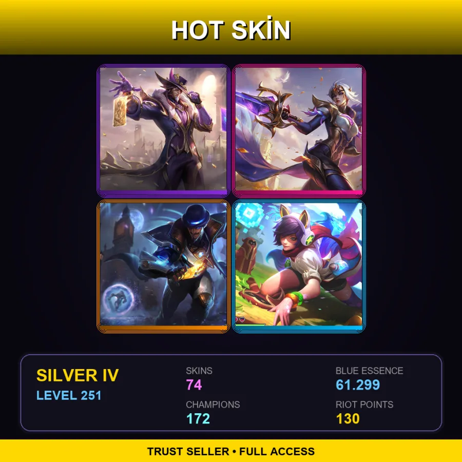 BR | Lv251 | Silver IV | 74 Skin | 172 Champ — LoL account