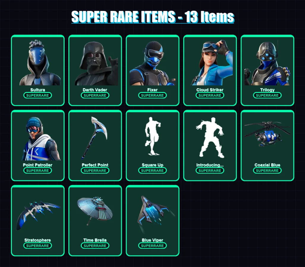 [PS4/PS5/XBOX/PC] | Sultura | Darth Vader | Fixer | Cloud Striker | Trilogy | 287 skin | 310 pickaxe | 262 emote | 240 glider | Lv3525