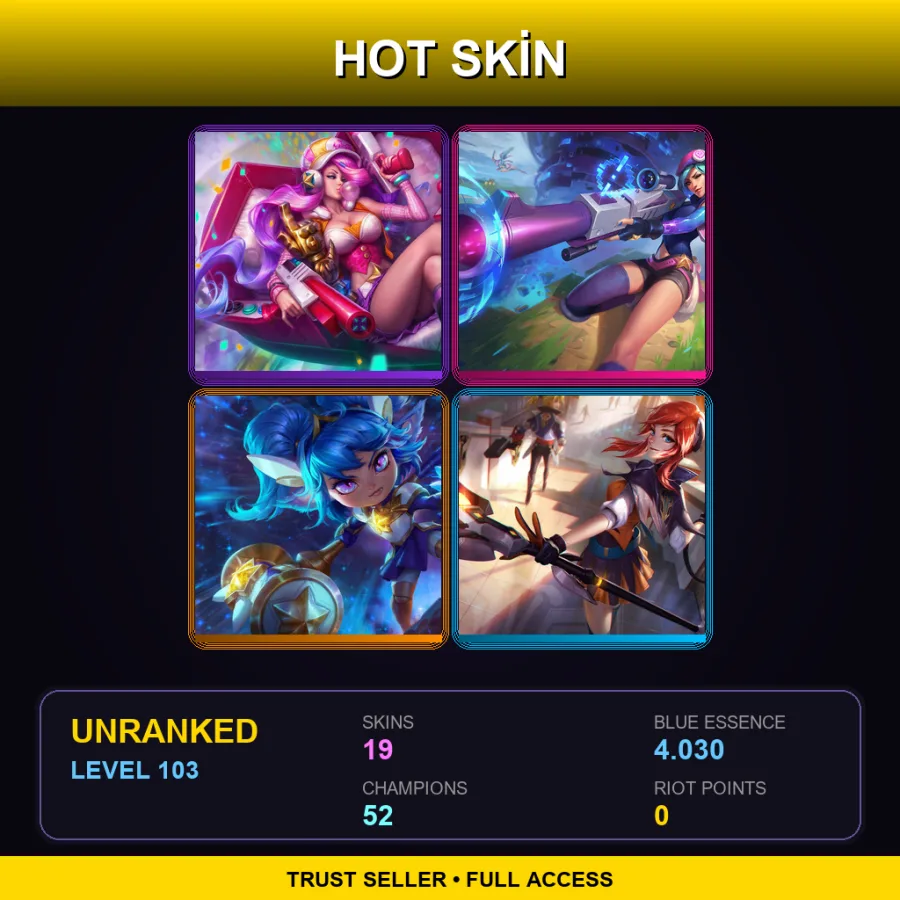 LAN | Lv103 | Unranked | 19 Skin | 52 Champ