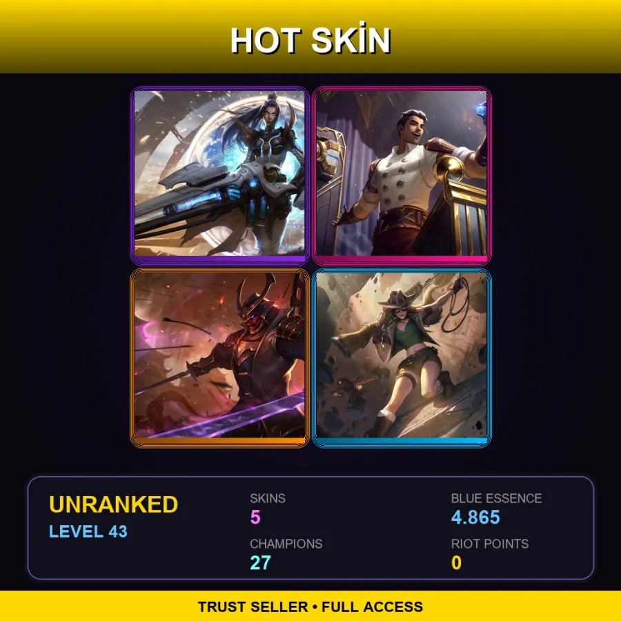 NA | Lv43 | Unranked | 5 Skin | 27 Champ