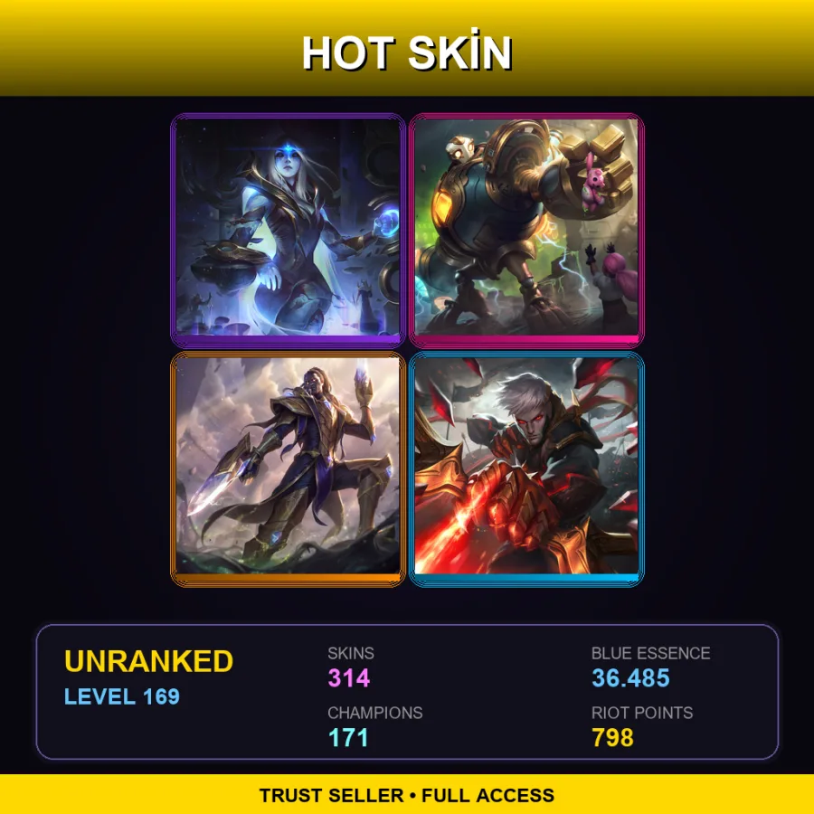 TW | Lv169 | Unranked | 314 Skin | 171 Champ — LoL account