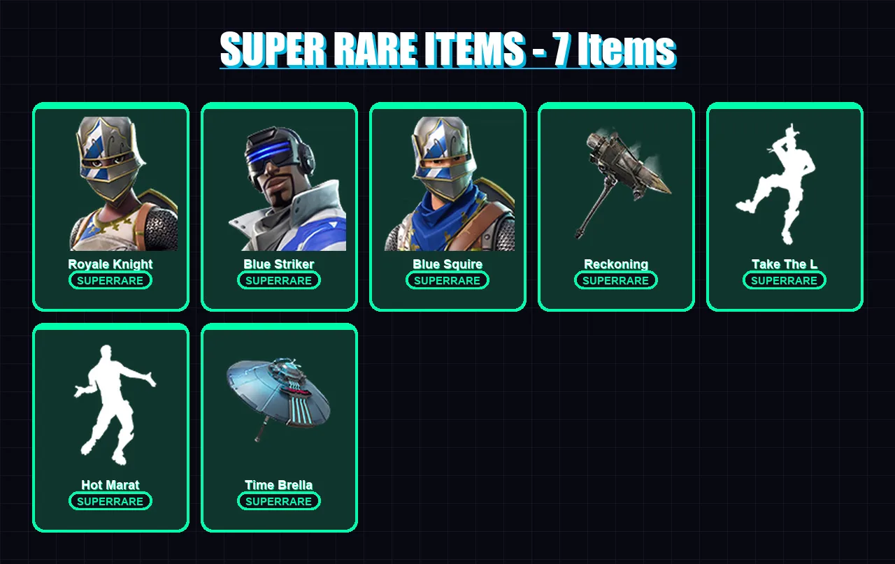 [PS4/PS5/XBOX/PC] | Royale Knight | Blue Striker | Blue Squire | Hybrid | A.I.M. | 18 skin | 20 pickaxe | 41 emote | 30 glider | Lv521 — Fortnite account