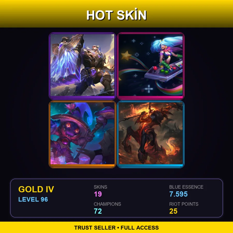 EUNE | Lv96 | Gold IV | 19 Skin | 72 Champ