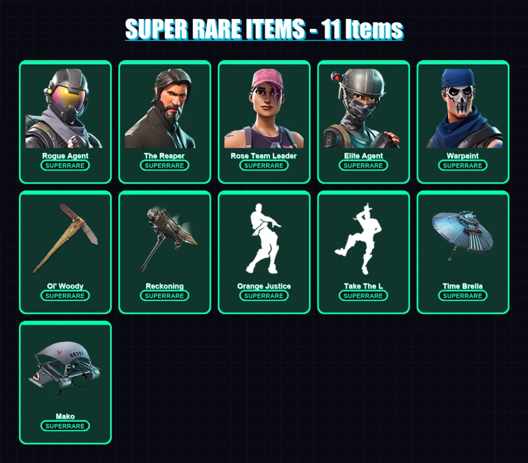 [PS4/PS5/XBOX/PC] | Rogue Agent | The Reaper | Rose Team Leader | Elite Agent | Warpaint | 68 skin | 61 pickaxe | 58 emote | 59 glider | Lv721 — Fortnite account