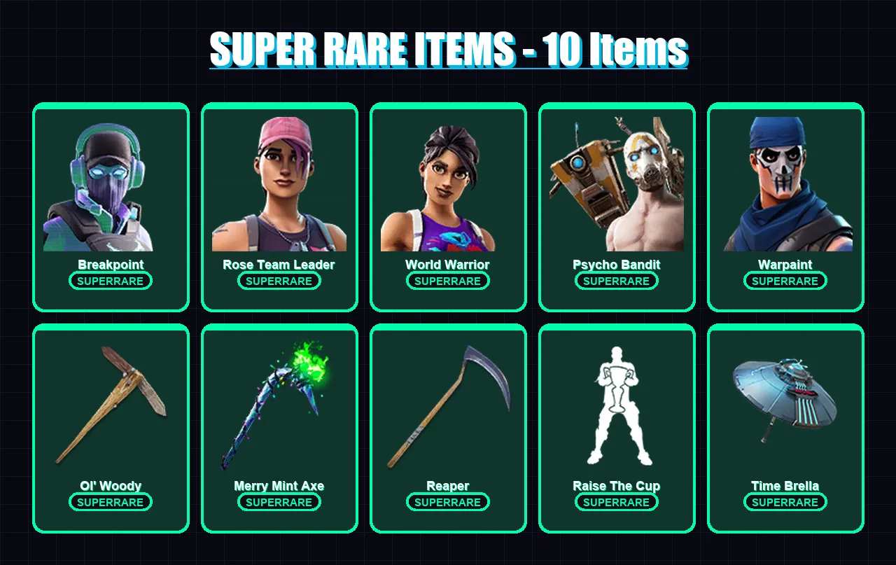 [PC/XBOX/PSN] | Breakpoint | Rose Team Leader | World Warrior | Psycho Bandit | Warpaint | 231 skin | 209 pickaxe | 181 emote | 167 glider | Lv2459