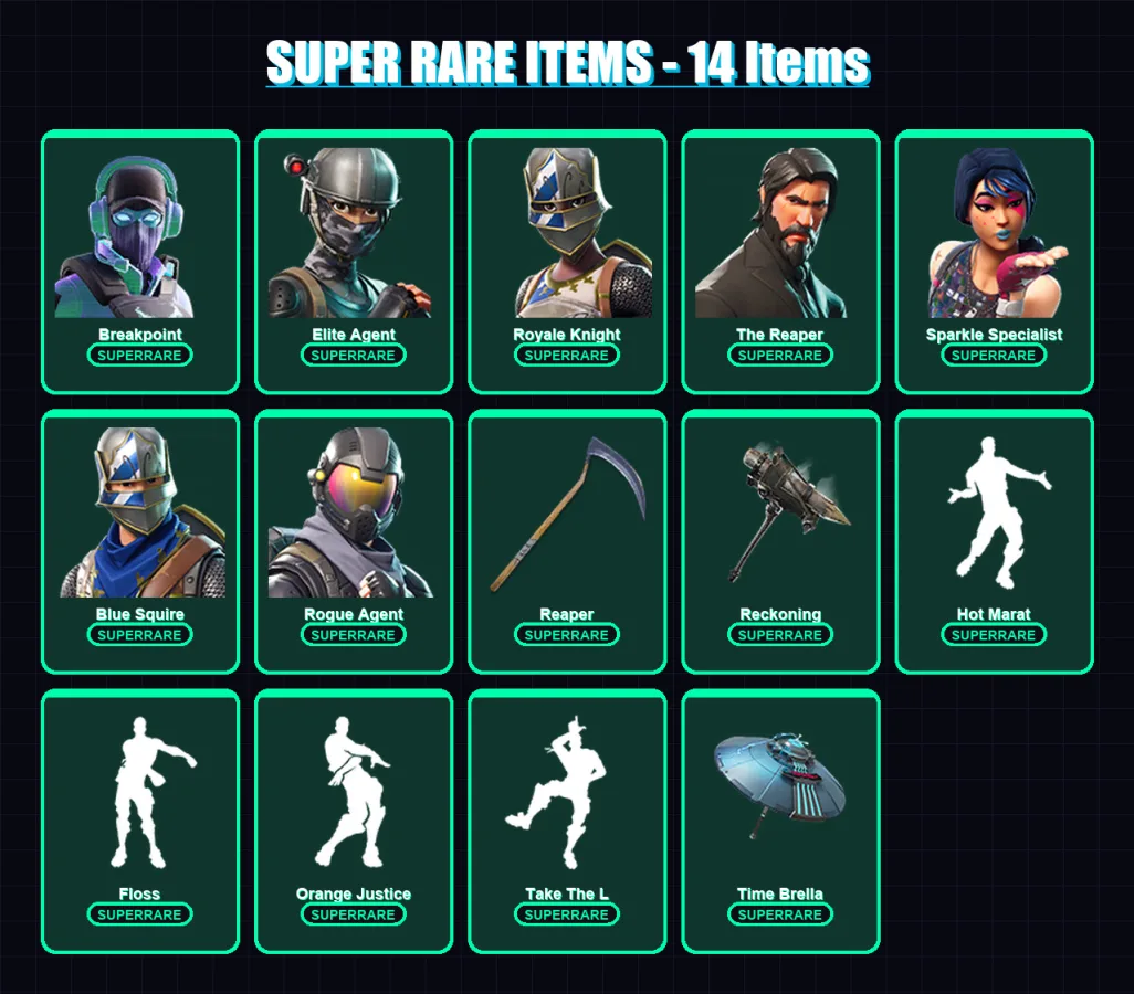 [PC/XBOX] | Breakpoint | Elite Agent | Royale Knight | The Reaper | Sparkle Specialist | 130 skin | 123 pickaxe | 116 emote | 125 glider | Lv1842 — Fortnite account