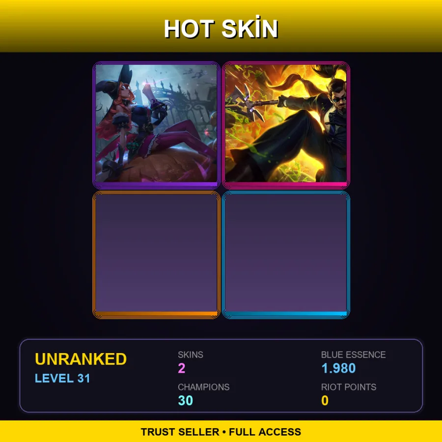 LAS | Lv31 | Unranked | 2 Skin | 30 Champ — LoL account
