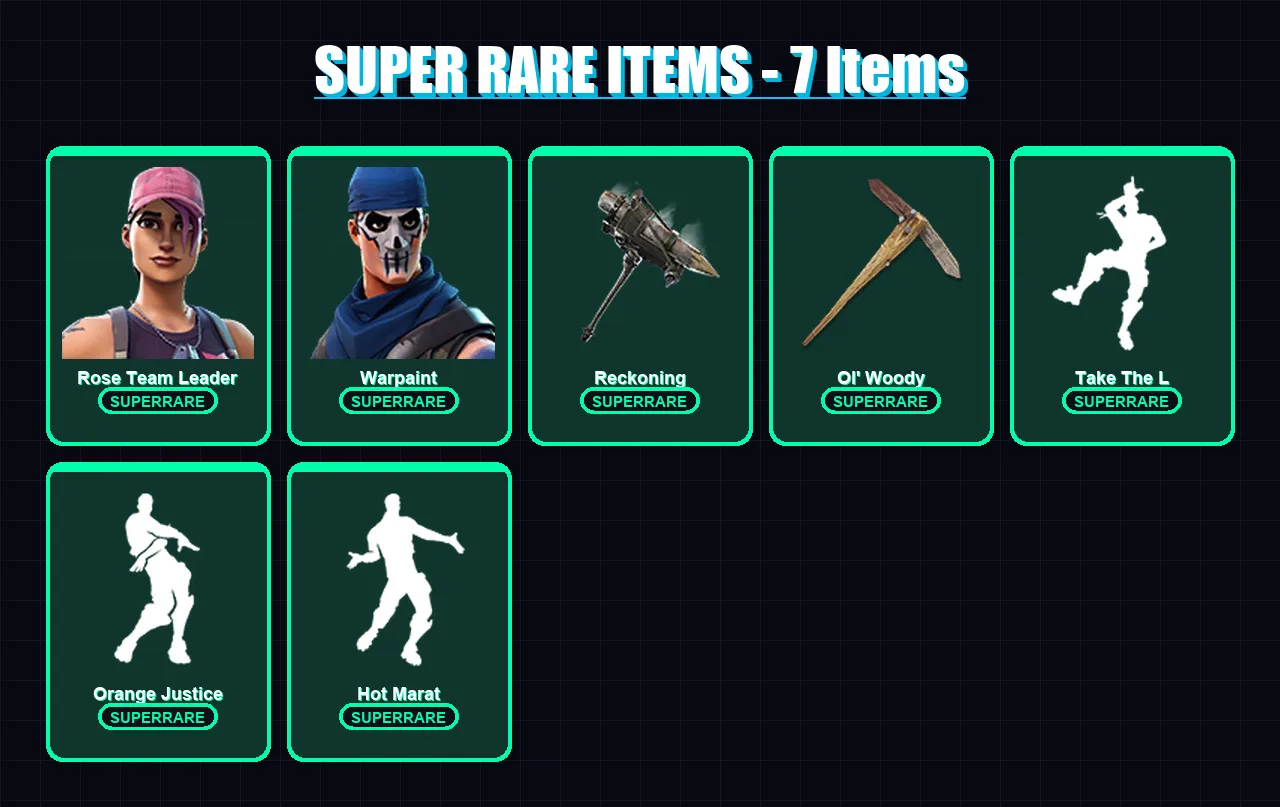 [PS4/PS5/XBOX/PC] | Rose Team Leader | Warpaint | The Prisoner | Valor | Frozen Raven | 83 skin | 46 pickaxe | 66 emote | 50 glider | Lv427