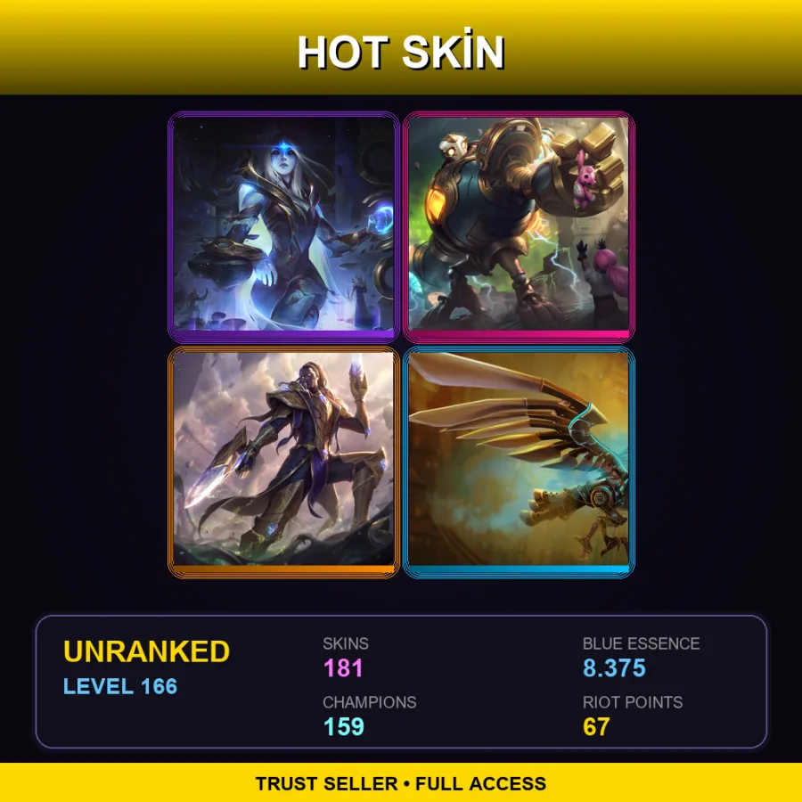EUNE | Lv166 | Unranked | 181 Skin | 159 Champ — Crime City Graves