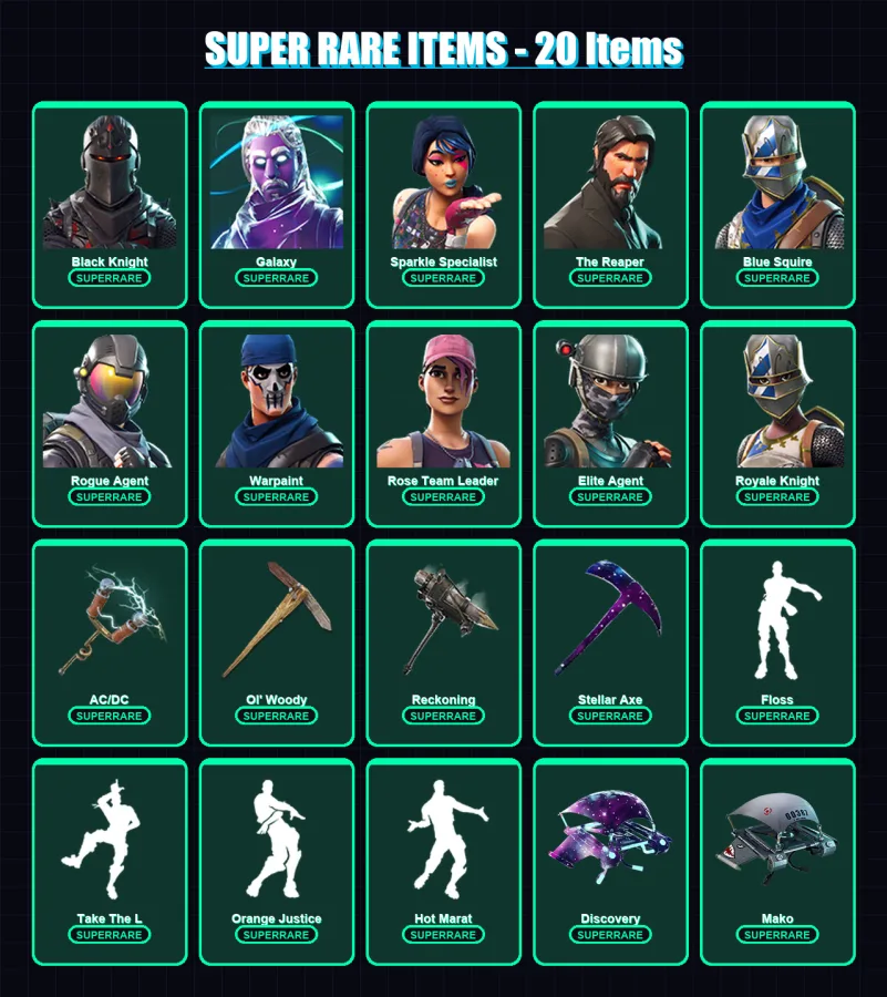 [PS4/PS5/XBOX/PC] | Black Knight | Galaxy | Sparkle Specialist | The Reaper | Blue Squire | 123 skin | 130 pickaxe | 109 emote | 112 glider | Lv1531