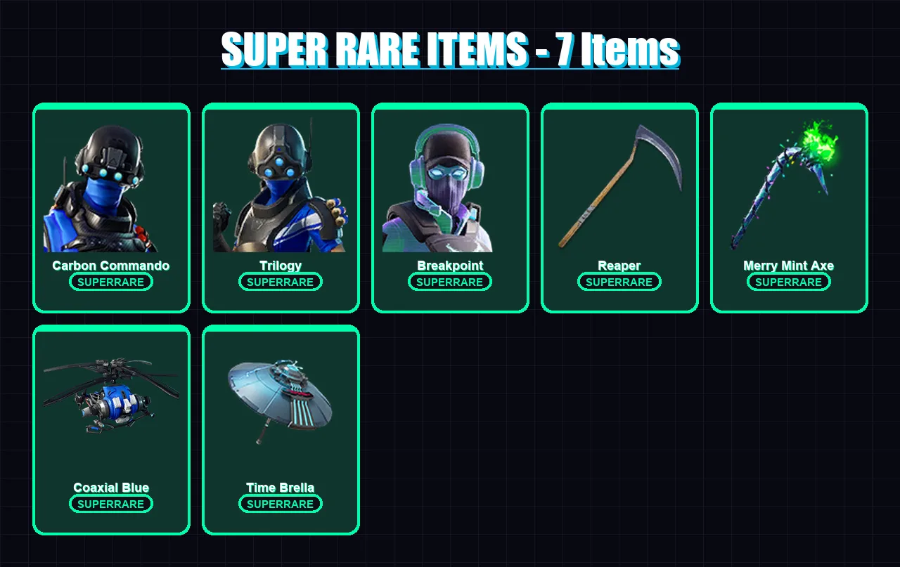 [PS4/PS5/XBOX/PC] | Carbon Commando | Trilogy | Breakpoint | Zenith | The Prisoner | 64 skin | 90 pickaxe | 76 emote | 75 glider | Lv1334