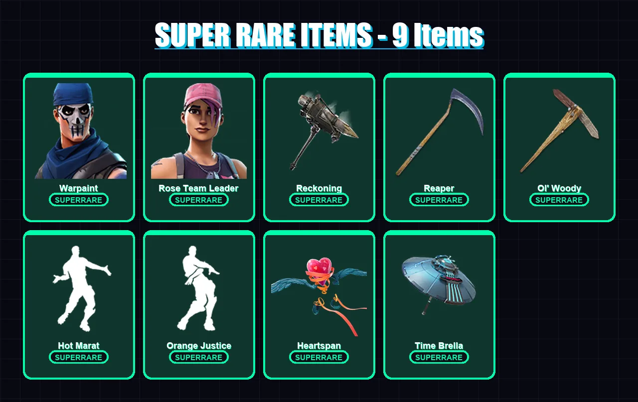 [PC/PSN] | Warpaint | Rose Team Leader | Zenith | Lynx | The Origin | 95 skin | 103 pickaxe | 109 emote | 93 glider | Lv1091