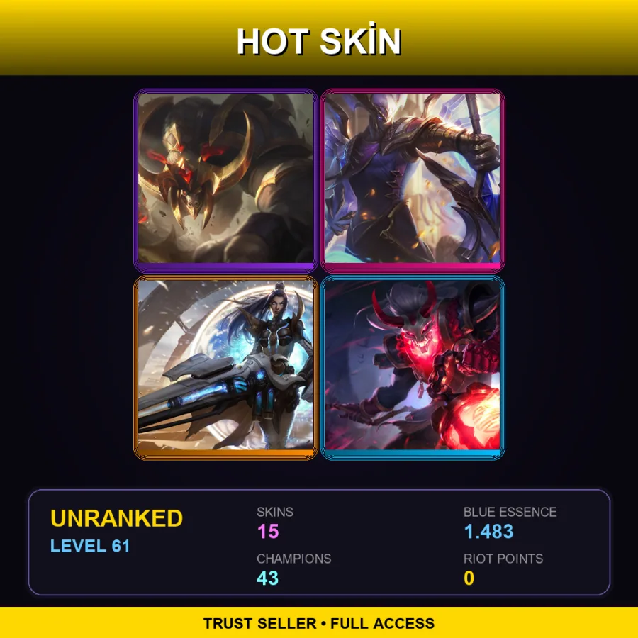 EUNE | Lv61 | Unranked | 15 Skin | 43 Champ — LoL account